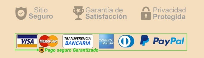Sitio seguro, garantía de satisfacción, privacidad y métodos de pago